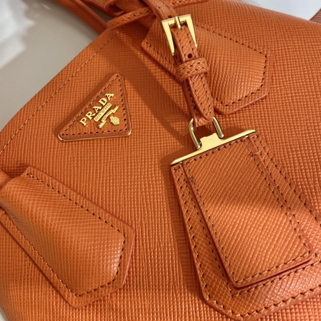 Prada Double Saffiano Leather Mini Bag Shoulder Bag Orange 1BG443